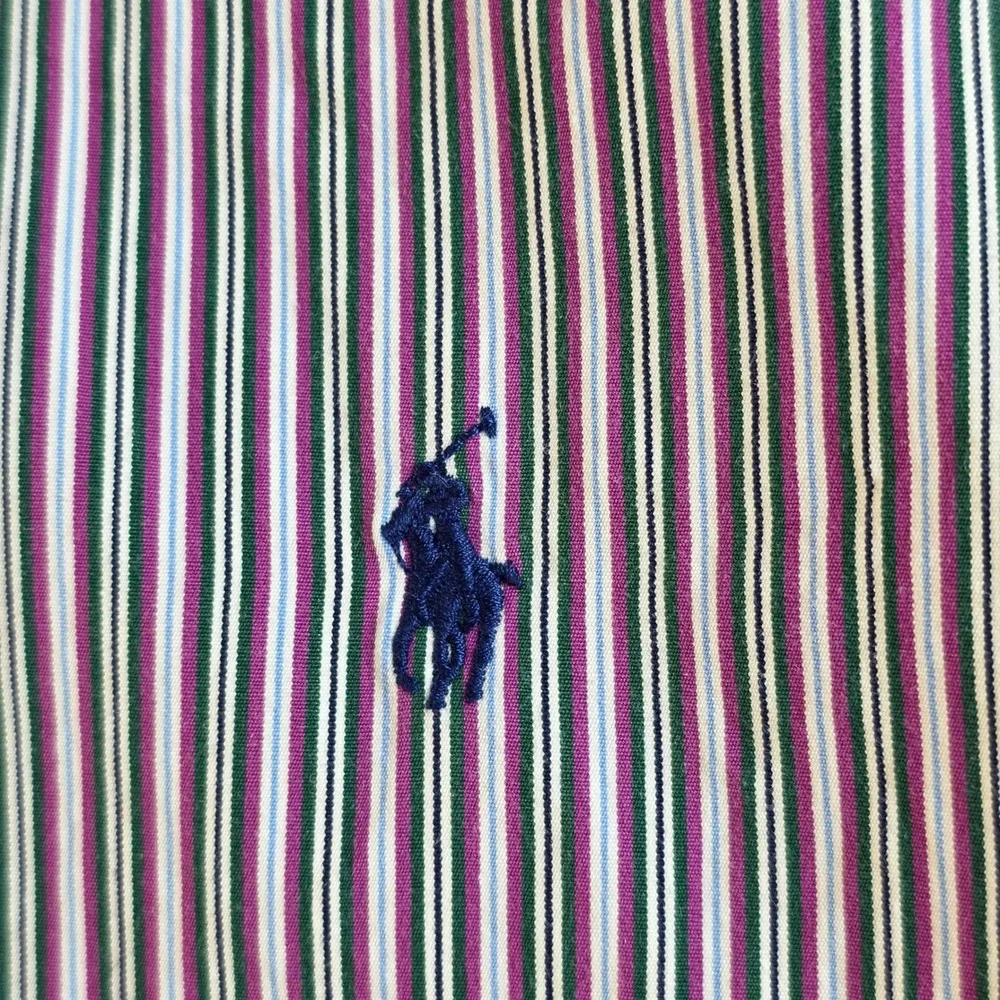 Ralph Lauren Button Down Shirt Mens 18 34/35 Multi Stripe Grandpacore Preppy XXL